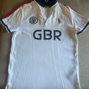 Ralph Lauren White Polo with Blue and Red Patch